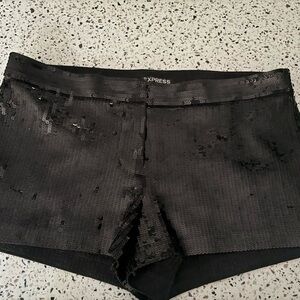 Black sequin Express shorts size 6